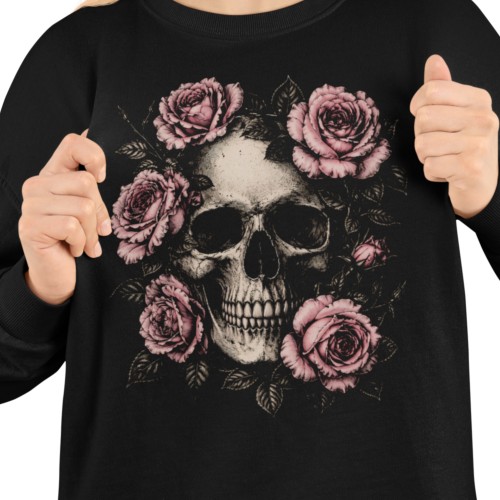 Bluza damska Gothic czaszka i róże – gotycka Dark Romantic 2
