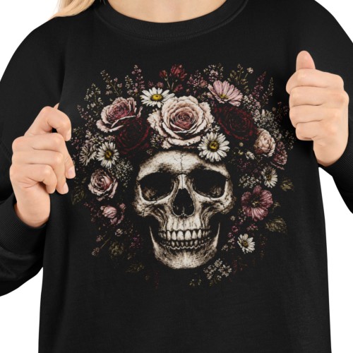 Bluza damska gotycka czaszka z kwiatami i różami Gothic Floral 2