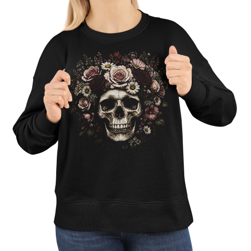 Bluza damska gotycka czaszka z kwiatami i różami Gothic Floral 3
