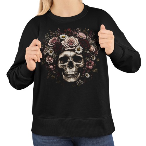 Bluza damska gotycka czaszka z kwiatami i różami Gothic Floral