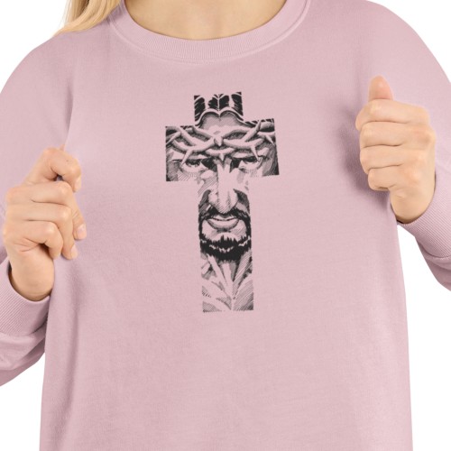 Damska bluza religijna z Jezusem i krzyżem – korona cierniowa 14
