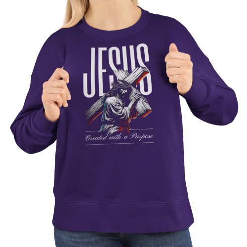 Damska bluza religijna Jezus niosący krzyż – Created With a Purpose