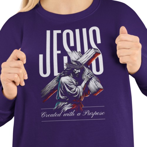 Damska bluza religijna Jezus niosący krzyż – Created With a Purpose 2