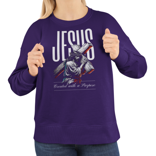 Damska bluza religijna Jezus niosący krzyż – Created With a Purpose 6