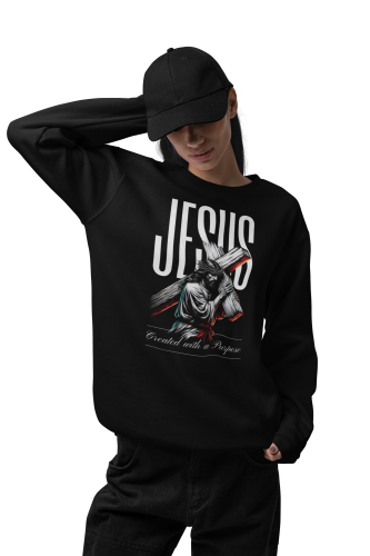 Damska bluza religijna Jezus niosący krzyż – Created With a Purpose 11
