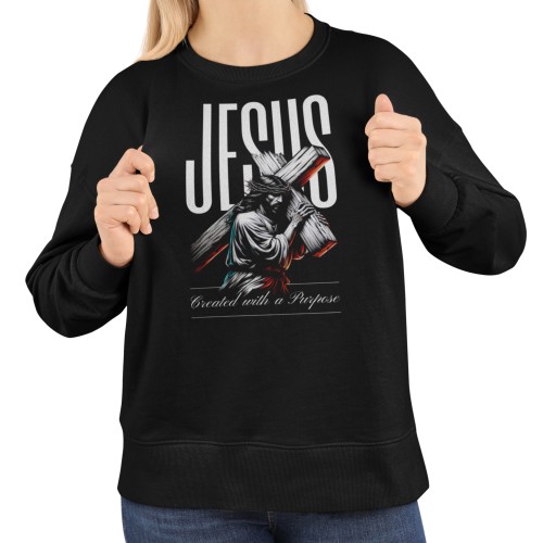 Damska bluza religijna Jezus niosący krzyż – Created With a Purpose 7