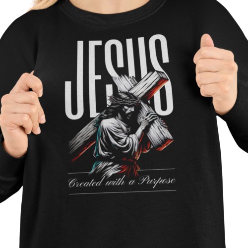 Damska bluza religijna Jezus niosący krzyż – Created With a Purpose 8