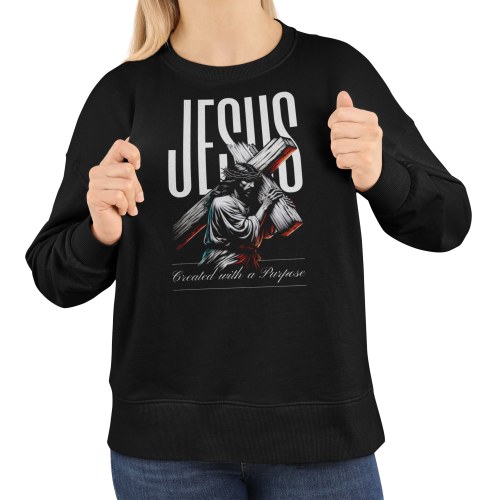 Damska bluza religijna Jezus niosący krzyż – Created With a Purpose 12
