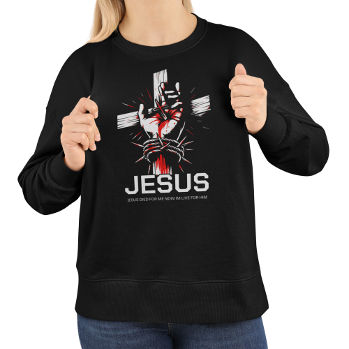 Damska bluza chrześcijańska Jesus Died For Me – krzyż i korona cierniowa 3