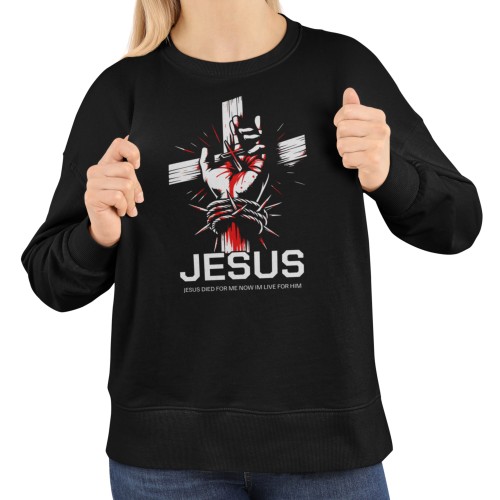 Damska bluza chrześcijańska Jesus Died For Me – krzyż i korona cierniowa