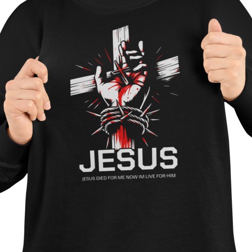Damska bluza chrześcijańska Jesus Died For Me – krzyż i korona cierniowa 2