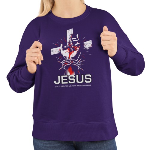 Damska bluza chrześcijańska Jesus Died For Me – krzyż i korona cierniowa 7