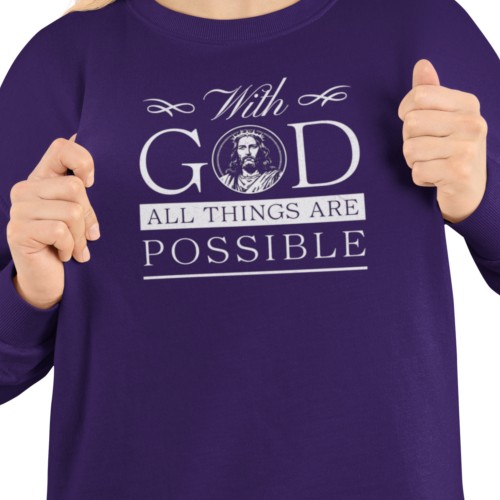 Damska bluza religijna With God All Things Are Possible – Jezus 2