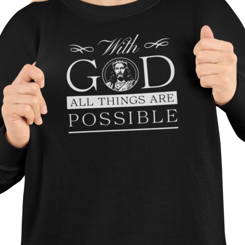 Damska bluza religijna With God All Things Are Possible – Jezus 14