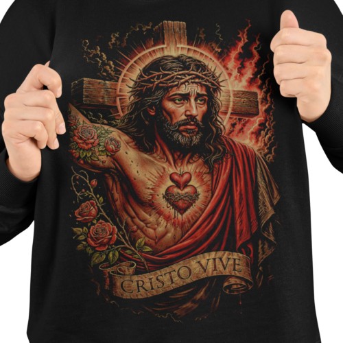 Damska bluza religijna Cristo Vive – Jezus Chrystus i Najświętsze Serce 2