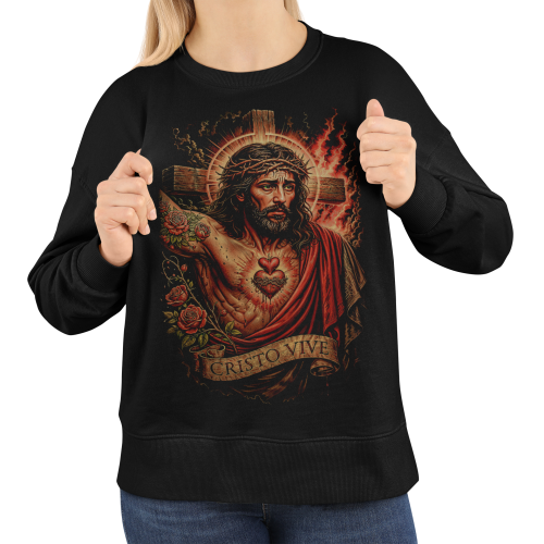 Damska bluza religijna Cristo Vive – Jezus Chrystus i Najświętsze Serce 3