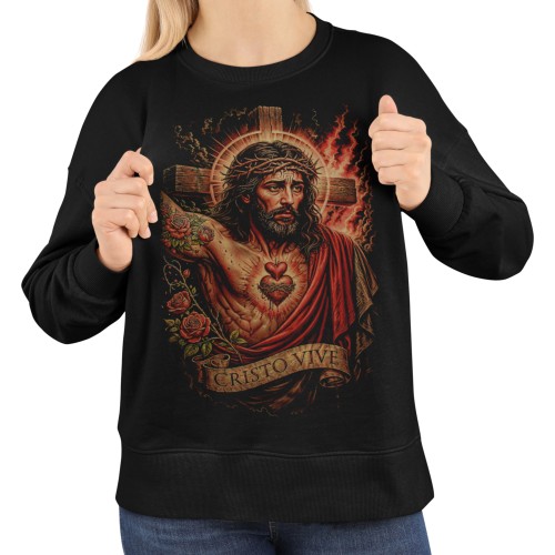 Damska bluza religijna Cristo Vive – Jezus Chrystus i Najświętsze Serce
