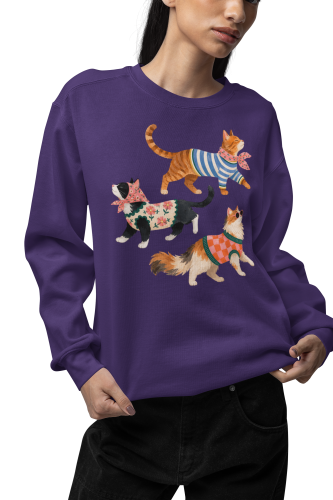 Damska bluza z trzema kotami – stylowe koty w swetrach i okularach 4