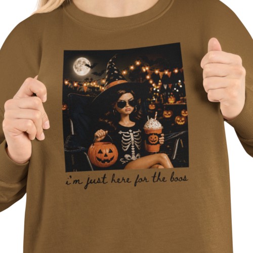 Damska bluza na Halloween I’m Just Here for the Boos – czarownica i dynia 2