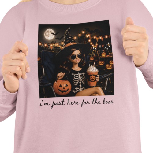 Damska bluza na Halloween I’m Just Here for the Boos – czarownica i dynia 8