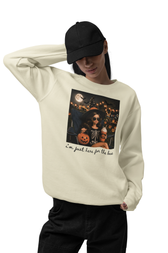 Damska bluza na Halloween I’m Just Here for the Boos – czarownica i dynia 15