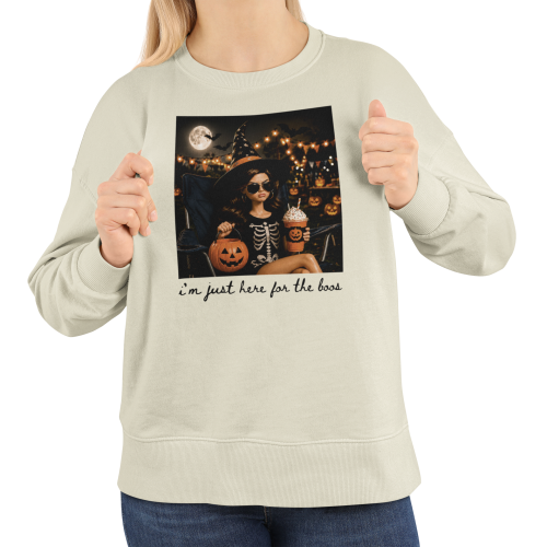 Damska bluza na Halloween I’m Just Here for the Boos – czarownica i dynia 16