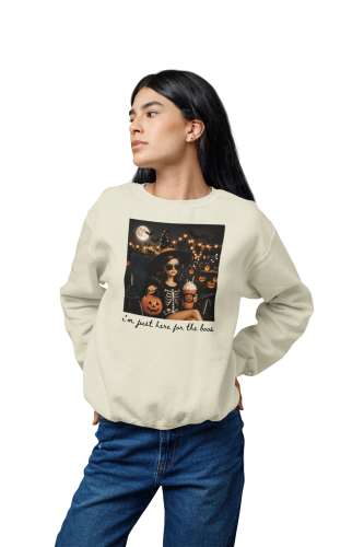 Damska bluza na Halloween I’m Just Here for the Boos – czarownica i dynia 18