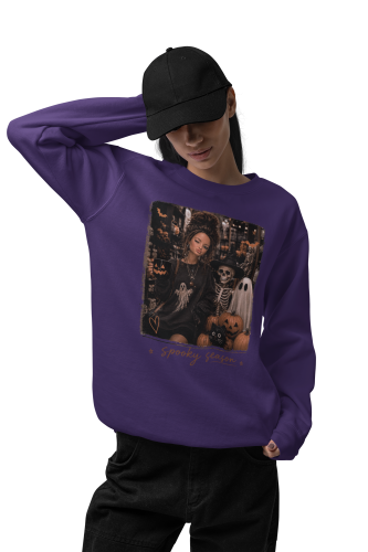 Damska bluza na Halloween Spooky Season – duch, szkielet i dynie 4