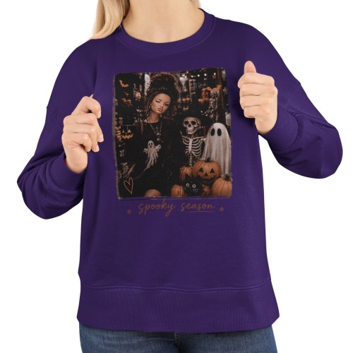 Damska bluza na Halloween Spooky Season – duch, szkielet i dynie