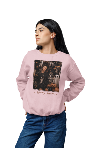 Damska bluza na Halloween Spooky Season – duch, szkielet i dynie 9