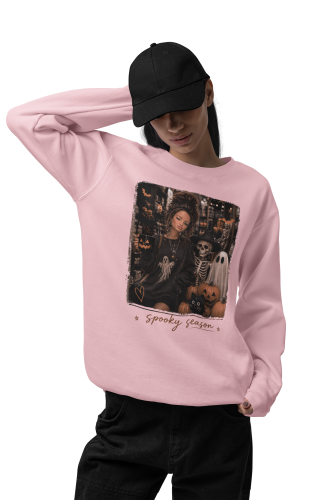 Damska bluza na Halloween Spooky Season – duch, szkielet i dynie 10