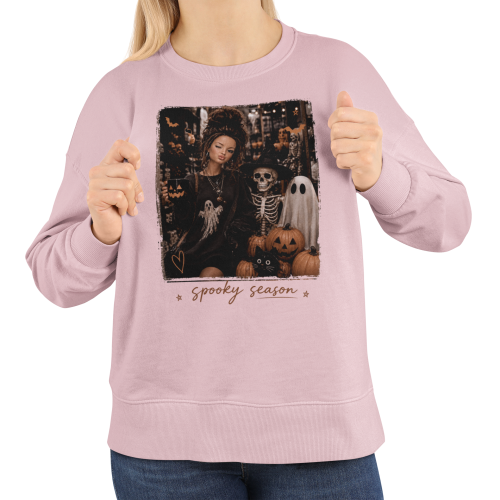 Damska bluza na Halloween Spooky Season – duch, szkielet i dynie 11