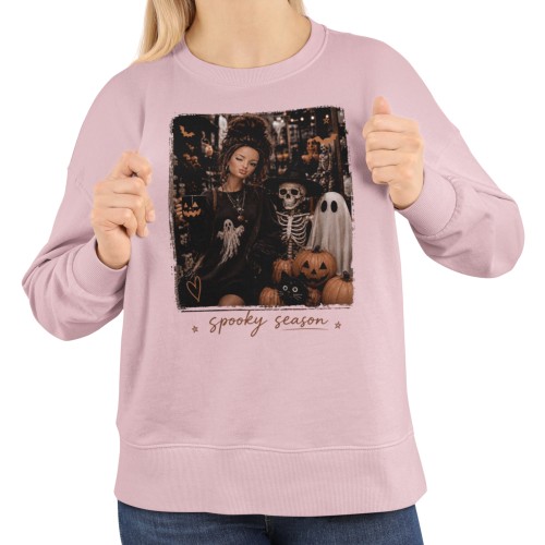 Damska bluza na Halloween Spooky Season – duch, szkielet i dynie 7