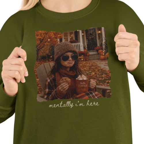 Damska bluza jesienna Mentally I’m Here – pumpkin season i autumn mood 2