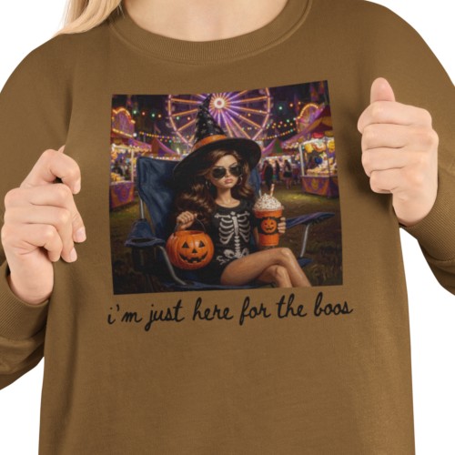 Damska bluza na Halloween I’m Just Here for the Boos – czarownica, dynia 14