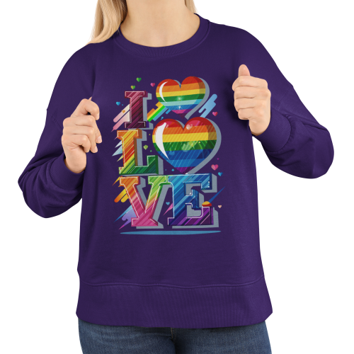 Damska bluza LGBT Pride LOVE z tęczowymi sercami 1