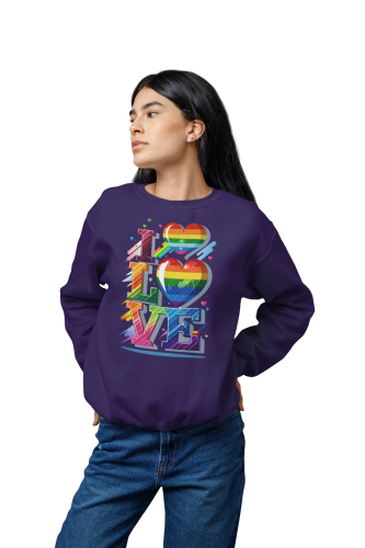 Damska bluza LGBT Pride LOVE z tęczowymi sercami 3