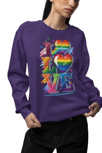 Damska bluza LGBT Pride LOVE z tęczowymi sercami 4