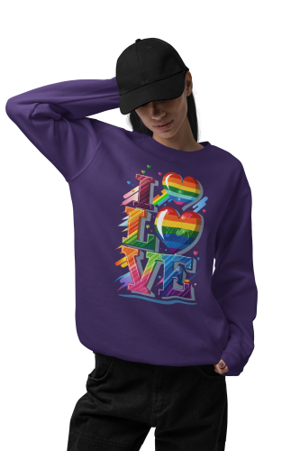 Damska bluza LGBT Pride LOVE z tęczowymi sercami 5
