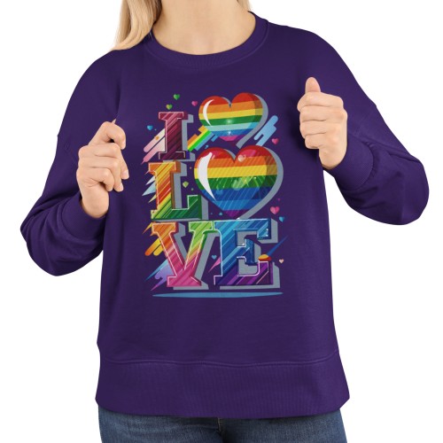 Damska bluza LGBT Pride LOVE z tęczowymi sercami 6