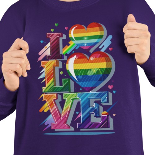 Damska bluza LGBT Pride LOVE z tęczowymi sercami 2