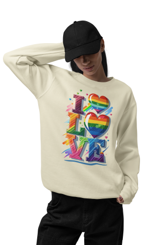 Damska bluza LGBT Pride LOVE z tęczowymi sercami 10