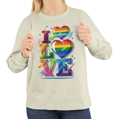 Damska bluza LGBT Pride LOVE z tęczowymi sercami 11