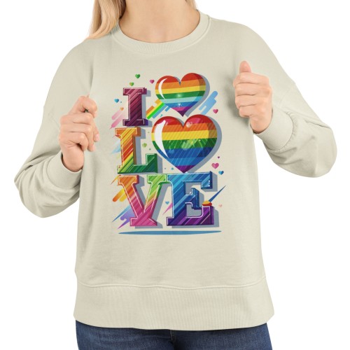 Damska bluza LGBT Pride LOVE z tęczowymi sercami 7