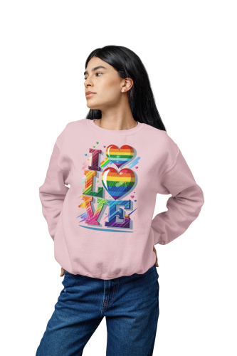 Damska bluza LGBT Pride LOVE z tęczowymi sercami 15