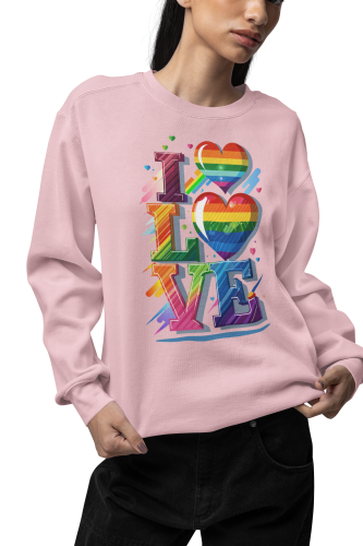 Damska bluza LGBT Pride LOVE z tęczowymi sercami 16