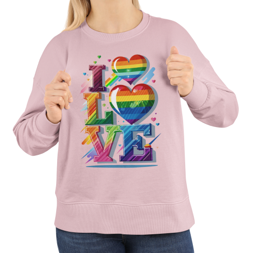 Damska bluza LGBT Pride LOVE z tęczowymi sercami 18