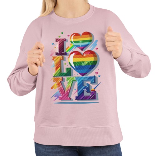Damska bluza LGBT Pride LOVE z tęczowymi sercami 13