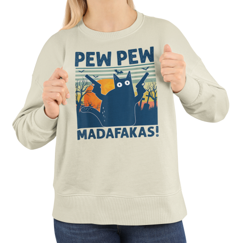 Damska bluza Pew Pew Madafakas – śmieszny kot mem 4
