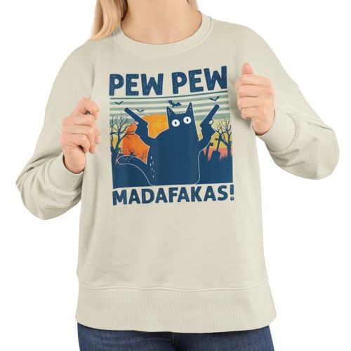 Damska bluza Pew Pew Madafakas – śmieszny kot mem